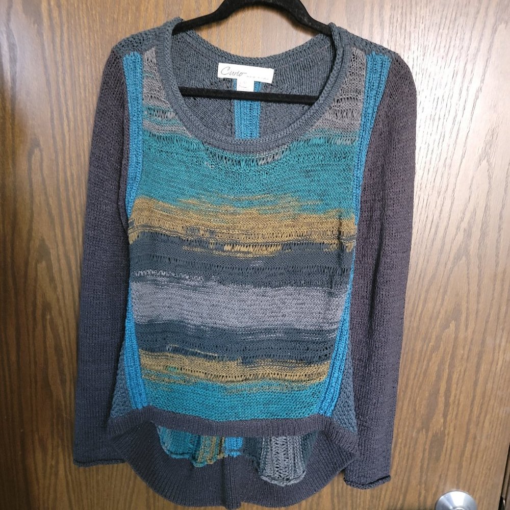 Gorgeous Curio New York Ramie Cotton Abstract Loose Weave Sweater Size Medium